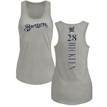 Women's Milwaukee Brewers Brewer Hicklen ＃28 Backer Tank Top Ash