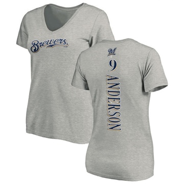 Women's Milwaukee Brewers Brian Anderson ＃9 Backer Slim Fit T-Shirt Ash