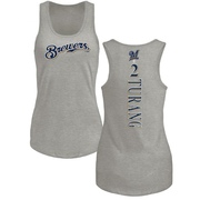 Women's Milwaukee Brewers Brice Turang ＃2 Backer Tank Top Ash