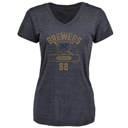 Women's Milwaukee Brewers Bryan Hudson ＃52 Base Runner T-Shirt - Navy