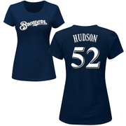 Women's Milwaukee Brewers Bryan Hudson ＃52 Roster Name & Number T-Shirt - Navy