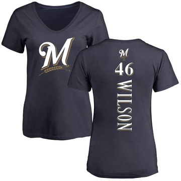 Women's Milwaukee Brewers Bryse Wilson ＃46 Backer Slim Fit T-Shirt - Navy