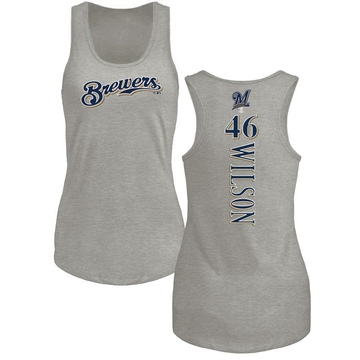 Women's Milwaukee Brewers Bryse Wilson ＃46 Backer Tank Top Ash