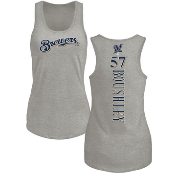 Women's Milwaukee Brewers Caleb Boushley ＃57 Backer Tank Top Ash