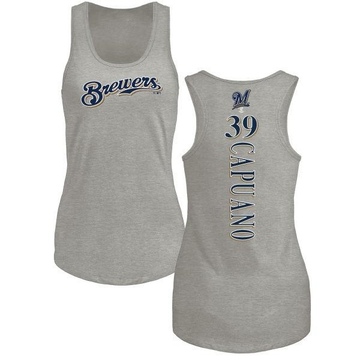 Women's Milwaukee Brewers Chris Capuano ＃39 Backer Tank Top Ash