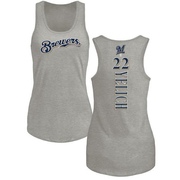 Women's Milwaukee Brewers Christian Yelich ＃22 Backer Tank Top Ash