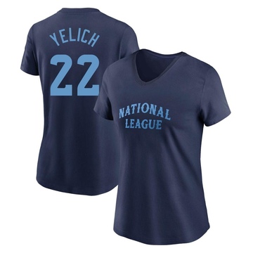 Women's Milwaukee Brewers Christian Yelich ＃22 Game National League 2024 All-Star Team T-Shirt - Navy