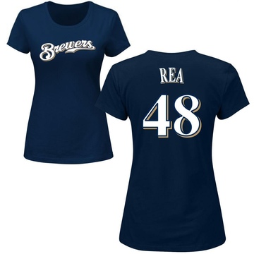 Women's Milwaukee Brewers Colin Rea ＃48 Roster Name & Number T-Shirt - Navy