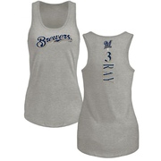 Women's Milwaukee Brewers Corey Ray ＃3 Backer Tank Top Ash