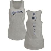 Women's Milwaukee Brewers Custom ＃00 Backer Tank Top Ash