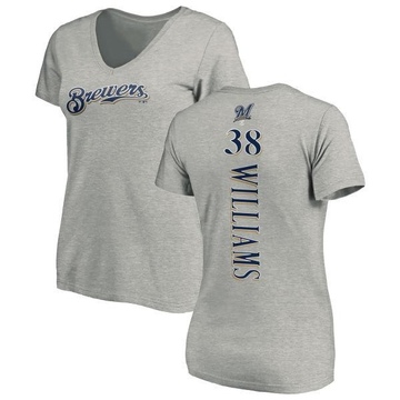 Women's Milwaukee Brewers Devin Williams ＃38 Backer Slim Fit T-Shirt Ash