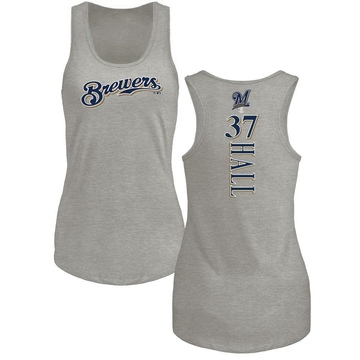 Women's Milwaukee Brewers DL Hall ＃37 Backer Tank Top Ash