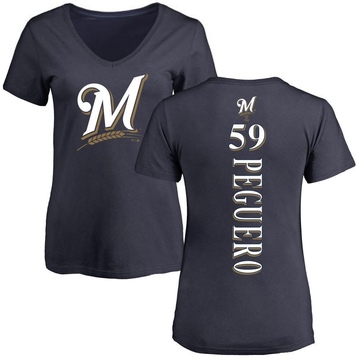 Women's Milwaukee Brewers Elvis Peguero ＃59 Backer Slim Fit T-Shirt - Navy