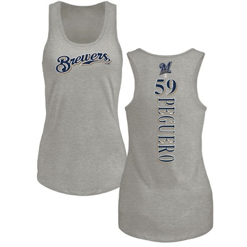 Women's Milwaukee Brewers Elvis Peguero ＃59 Backer Tank Top Ash