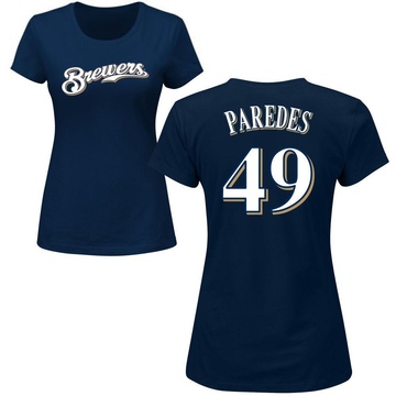 Women's Milwaukee Brewers Enoli Paredes ＃49 Roster Name & Number T-Shirt - Navy