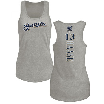 Women's Milwaukee Brewers Eric Haase ＃13 Backer Tank Top Ash