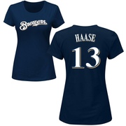 Women's Milwaukee Brewers Eric Haase ＃13 Roster Name & Number T-Shirt - Navy