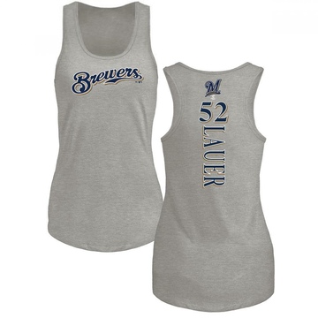 Women's Milwaukee Brewers Eric Lauer ＃52 Backer Tank Top Ash