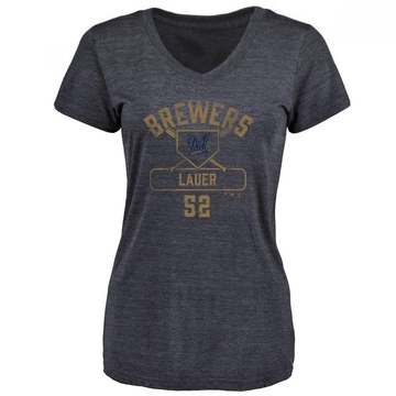 Women's Milwaukee Brewers Eric Lauer ＃52 Base Runner T-Shirt - Navy