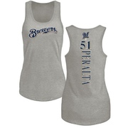 Women's Milwaukee Brewers Freddy Peralta ＃51 Backer Tank Top Ash