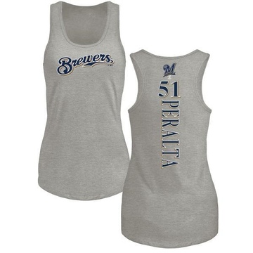 Women's Milwaukee Brewers Freddy Peralta ＃51 Backer Tank Top Ash