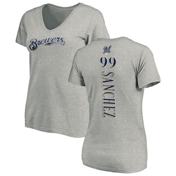 Women's Milwaukee Brewers Gary Sanchez ＃99 Backer Slim Fit T-Shirt Ash