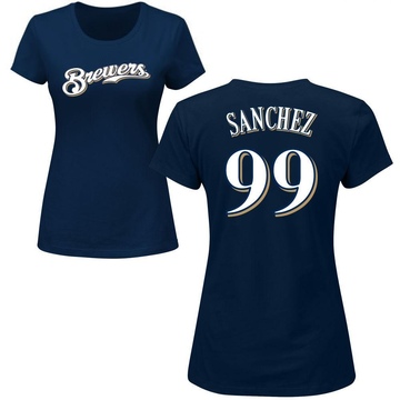 Women's Milwaukee Brewers Gary Sanchez ＃99 Roster Name & Number T-Shirt - Navy