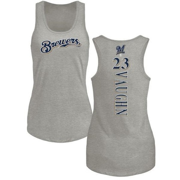 Women's Milwaukee Brewers Greg Vaughn ＃23 Backer Tank Top Ash