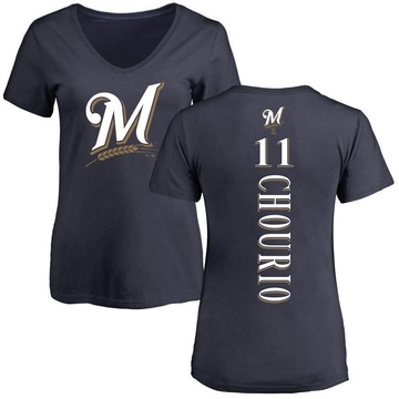 Women's Milwaukee Brewers Jackson Chourio ＃11 Backer Slim Fit T-Shirt - Navy