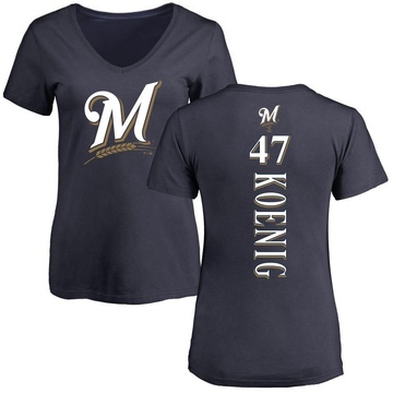 Women's Milwaukee Brewers Jared Koenig ＃47 Backer Slim Fit T-Shirt - Navy