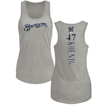 Women's Milwaukee Brewers Jared Koenig ＃47 Backer Tank Top Ash