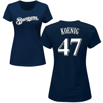 Women's Milwaukee Brewers Jared Koenig ＃47 Roster Name & Number T-Shirt - Navy