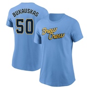 Women's Milwaukee Brewers J.B. Bukauskas ＃50 Powder 2022 City Connect Name & Number T-Shirt - Blue