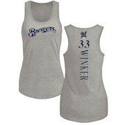 Women's Milwaukee Brewers Jesse Winker ＃33 Backer Tank Top Ash