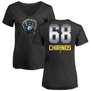 Women's Milwaukee Brewers Jesus Chirinos ＃68 Midnight Mascot V-Neck T-Shirt - Black