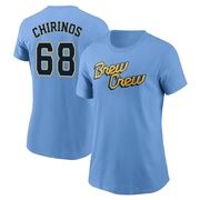 Women's Milwaukee Brewers Jesus Chirinos ＃68 Powder 2022 City Connect Name & Number T-Shirt - Blue