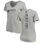 Women's Milwaukee Brewers Joel Payamps ＃31 Backer Slim Fit T-Shirt Ash