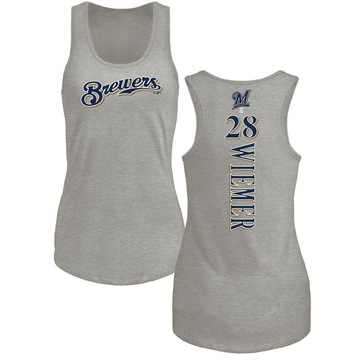 Women's Milwaukee Brewers Joey Wiemer ＃28 Backer Tank Top Ash