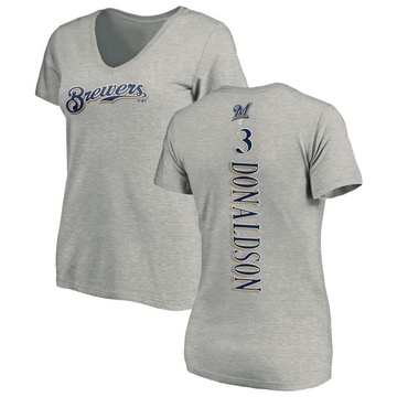 Women's Milwaukee Brewers Josh Donaldson ＃3 Backer Slim Fit T-Shirt Ash