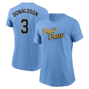 Women's Milwaukee Brewers Josh Donaldson ＃3 Powder 2022 City Connect Name & Number T-Shirt - Blue