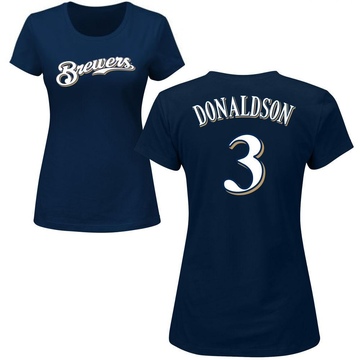 Women's Milwaukee Brewers Josh Donaldson ＃3 Roster Name & Number T-Shirt - Navy