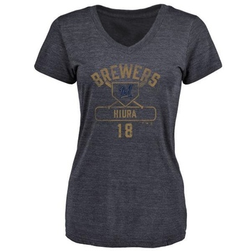 Women's Milwaukee Brewers Keston Hiura ＃18 Base Runner T-Shirt - Navy