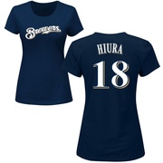 Women's Milwaukee Brewers Keston Hiura ＃18 Roster Name & Number T-Shirt - Navy