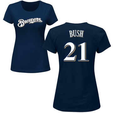 Women's Milwaukee Brewers Matt Bush ＃21 Roster Name & Number T-Shirt - Navy