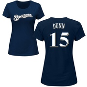 Women's Milwaukee Brewers Oliver Dunn ＃15 Roster Name & Number T-Shirt - Navy