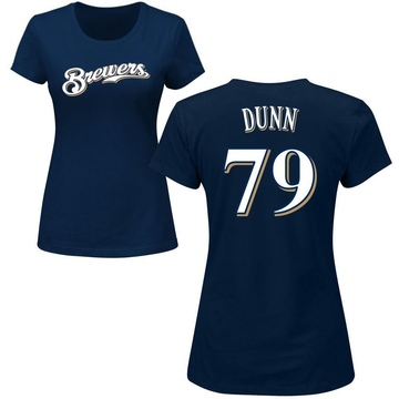 Women's Milwaukee Brewers Oliver Dunn ＃79 Roster Name & Number T-Shirt - Navy