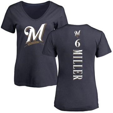 Women's Milwaukee Brewers Owen Miller ＃6 Backer Slim Fit T-Shirt - Navy