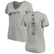 Women's Milwaukee Brewers Paul Molitor ＃4 Backer Slim Fit T-Shirt Ash