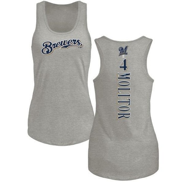 Women's Milwaukee Brewers Paul Molitor ＃4 Backer Tank Top Ash