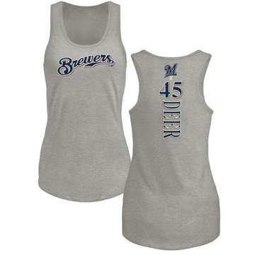 Women's Milwaukee Brewers Rob Deer ＃45 Backer Tank Top Ash